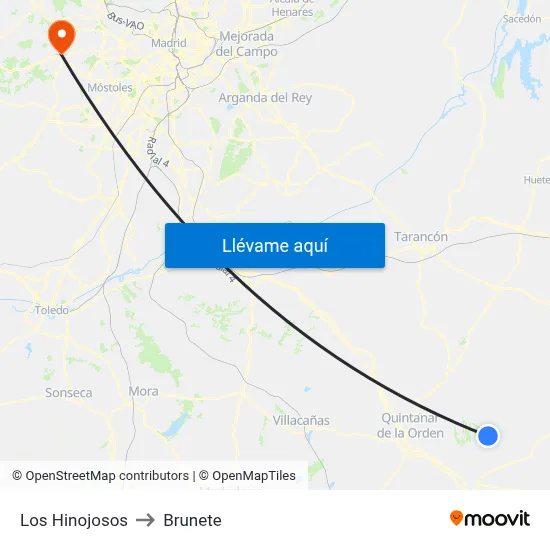 Los Hinojosos to Brunete map