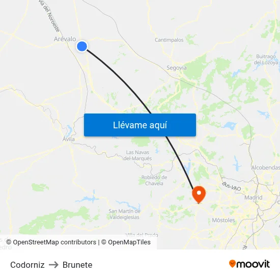 Codorniz to Brunete map