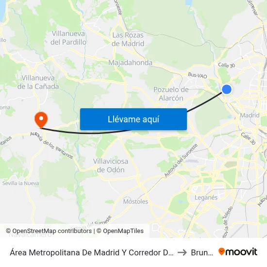 Área Metropolitana De Madrid Y Corredor Del Henares to Brunete map