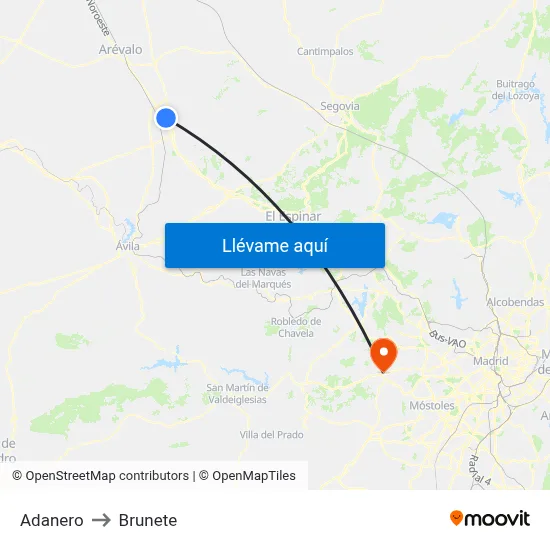 Adanero to Brunete map