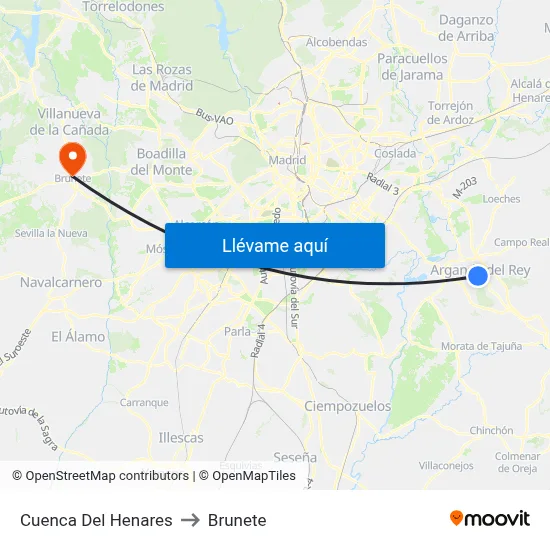 Cuenca Del Henares to Brunete map