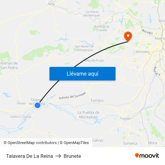Talavera De La Reina to Brunete map