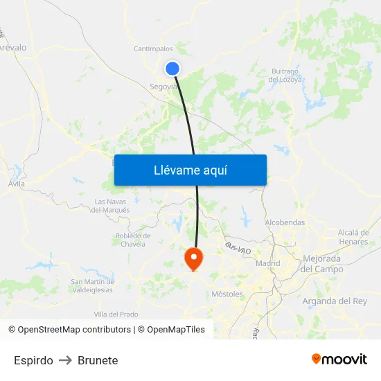 Espirdo to Brunete map