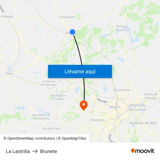La Lastrilla to Brunete map