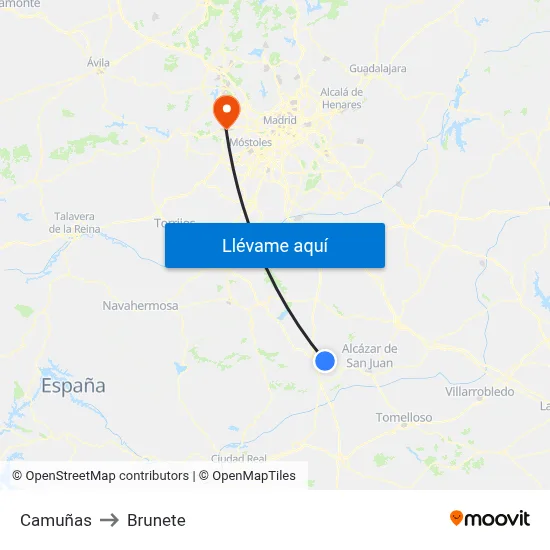 Camuñas to Brunete map