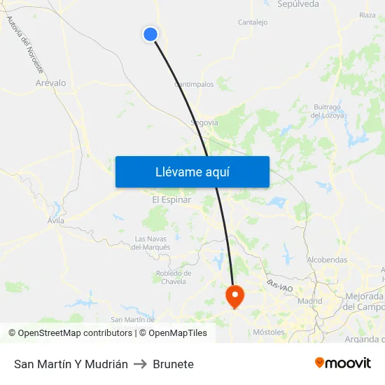 San Martín Y Mudrián to Brunete map