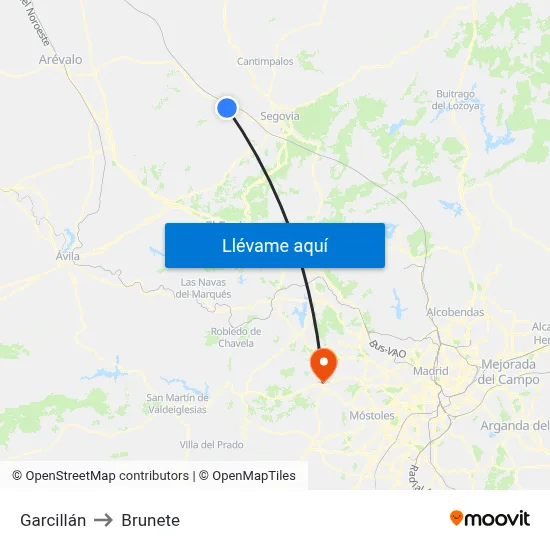 Garcillán to Brunete map