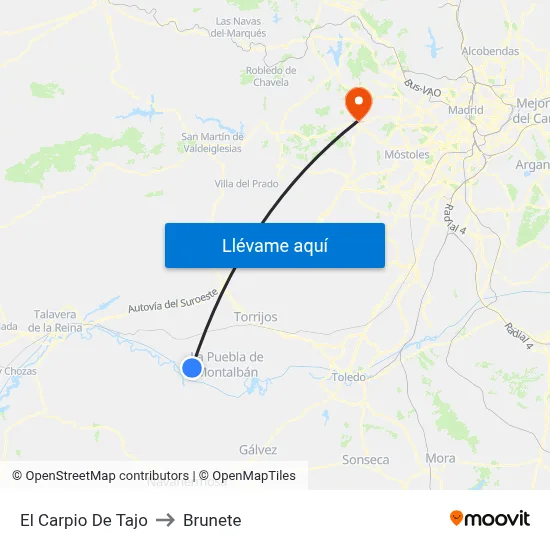 El Carpio De Tajo to Brunete map