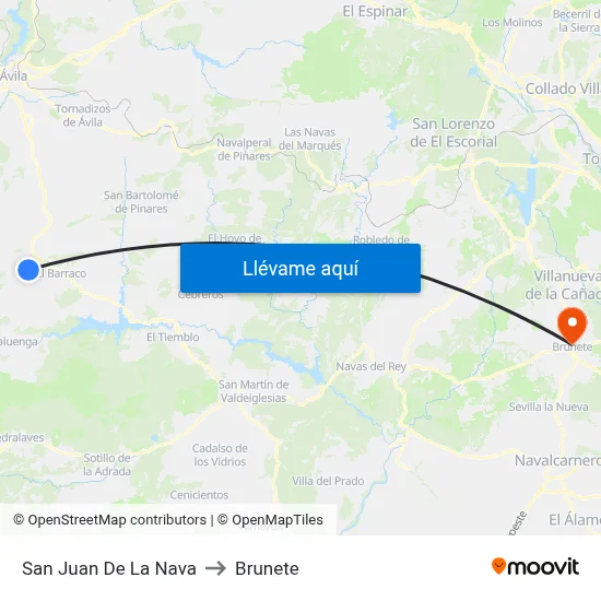 San Juan De La Nava to Brunete map