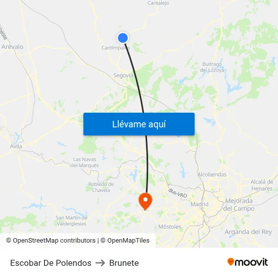Escobar De Polendos to Brunete map