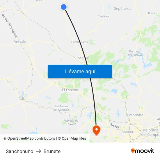 Sanchonuño to Brunete map