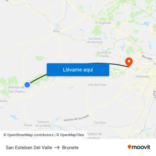 San Esteban Del Valle to Brunete map