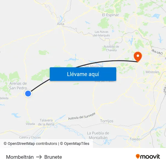Mombeltrán to Brunete map