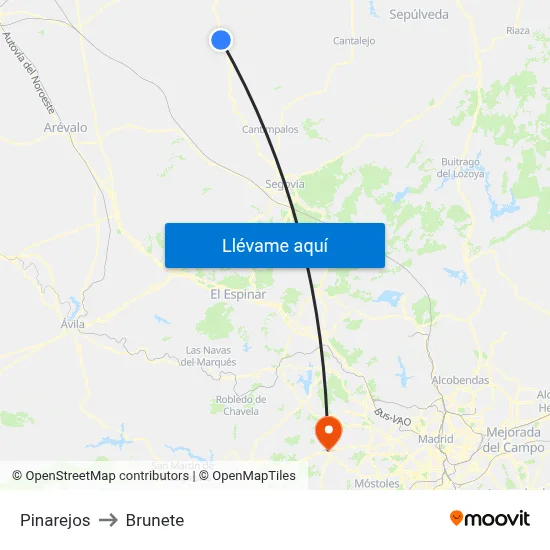Pinarejos to Brunete map