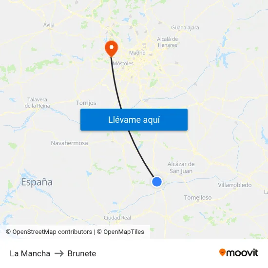 La Mancha to Brunete map