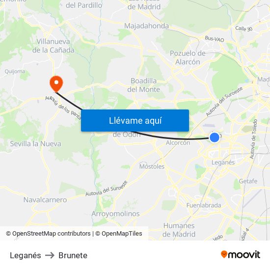 Leganés to Brunete map