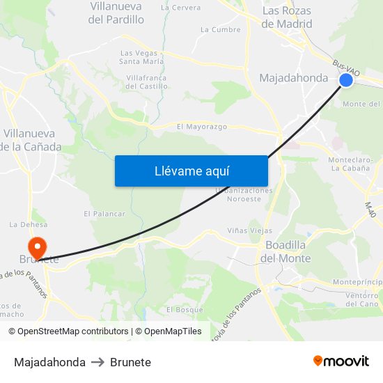 Majadahonda to Brunete map