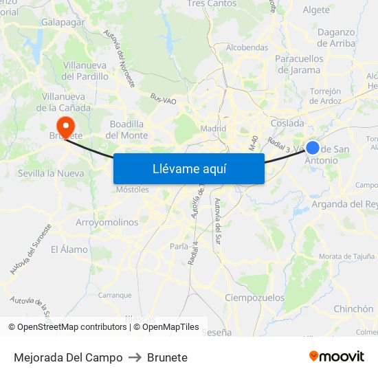 Mejorada Del Campo to Brunete map