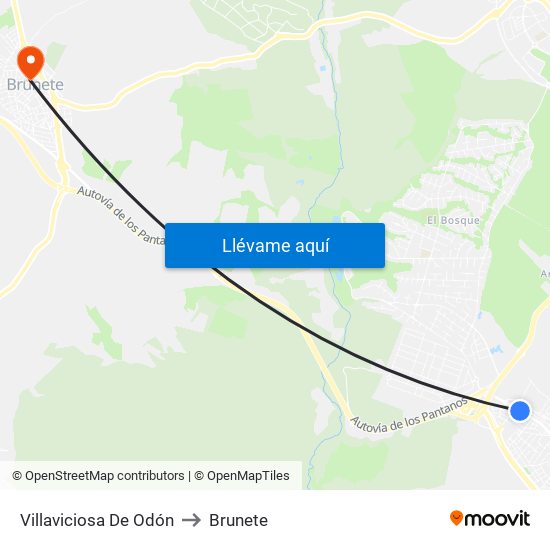 Villaviciosa De Odón to Brunete map