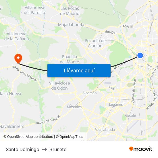 Santo Domingo to Brunete map