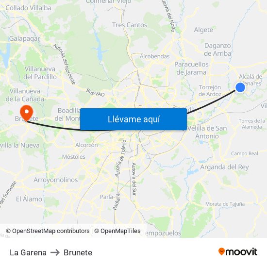 La Garena to Brunete map