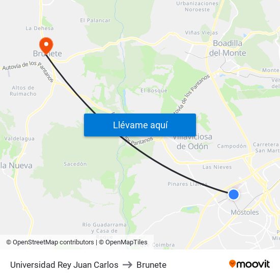 Universidad Rey Juan Carlos to Brunete map