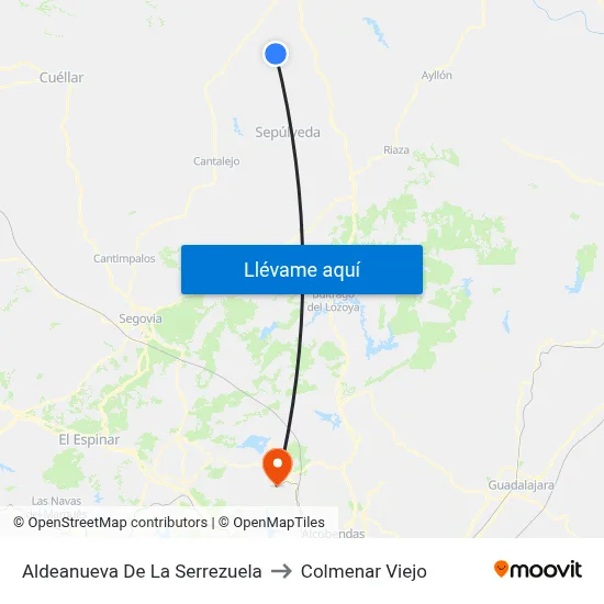Aldeanueva De La Serrezuela to Colmenar Viejo map