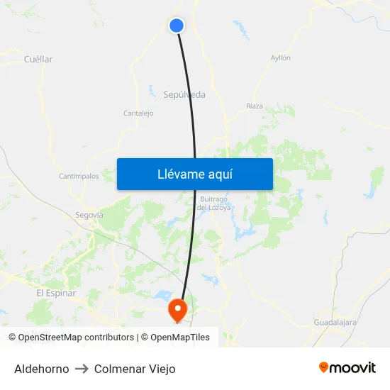 Aldehorno to Colmenar Viejo map