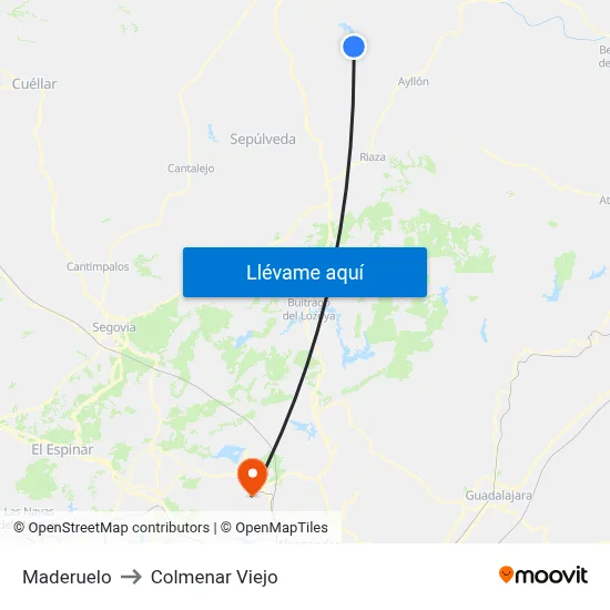 Maderuelo to Colmenar Viejo map