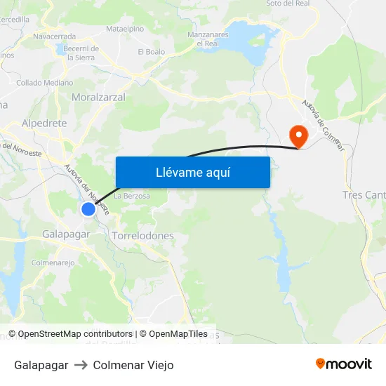 Galapagar to Colmenar Viejo map
