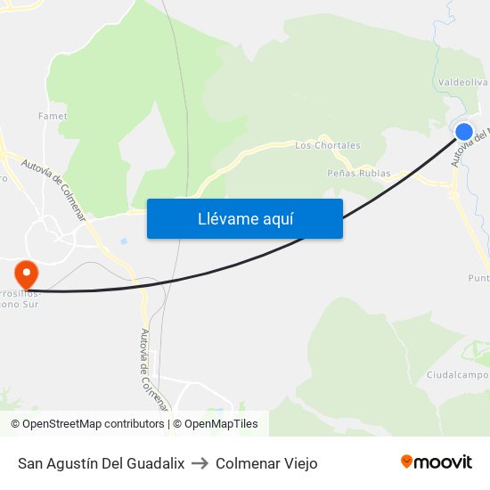 San Agustín Del Guadalix to Colmenar Viejo map