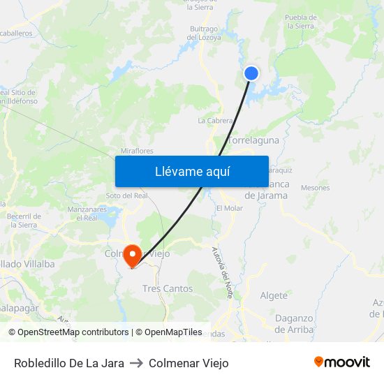 Robledillo De La Jara to Colmenar Viejo map