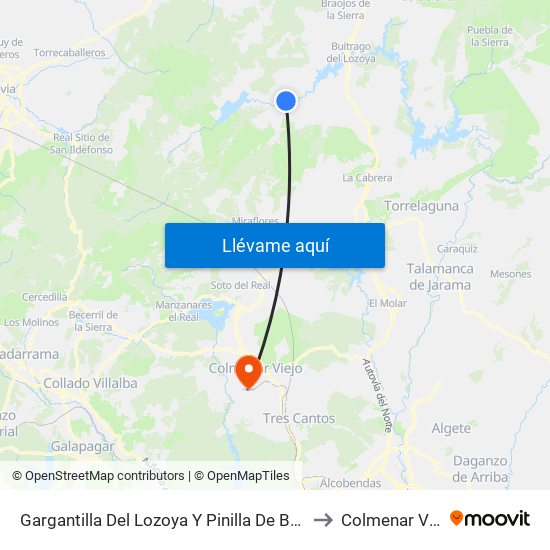Gargantilla Del Lozoya Y Pinilla De Buitrago to Colmenar Viejo map