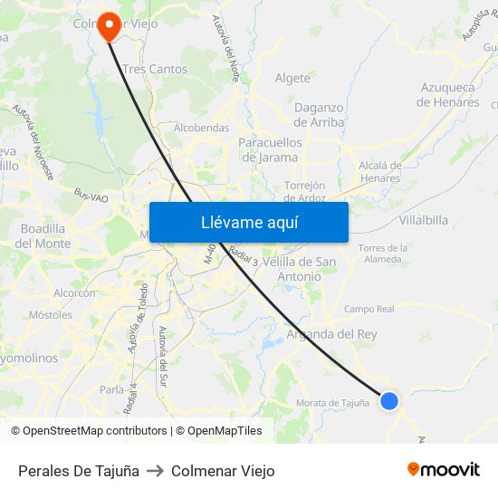 Perales De Tajuña to Colmenar Viejo map