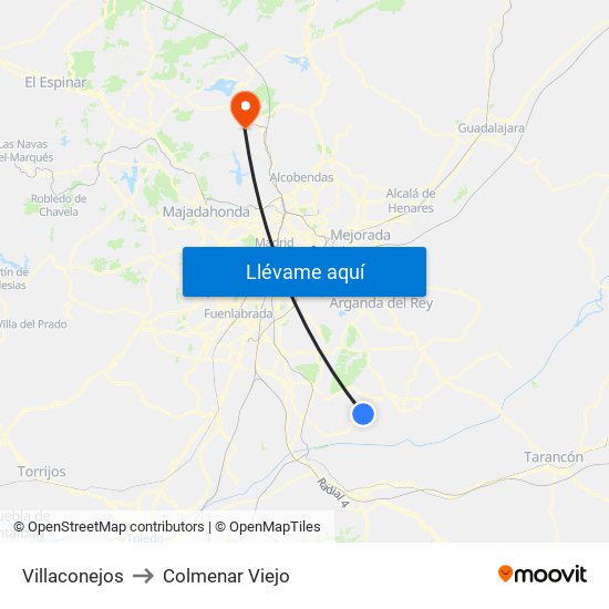Villaconejos to Colmenar Viejo map
