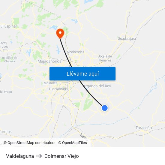 Valdelaguna to Colmenar Viejo map