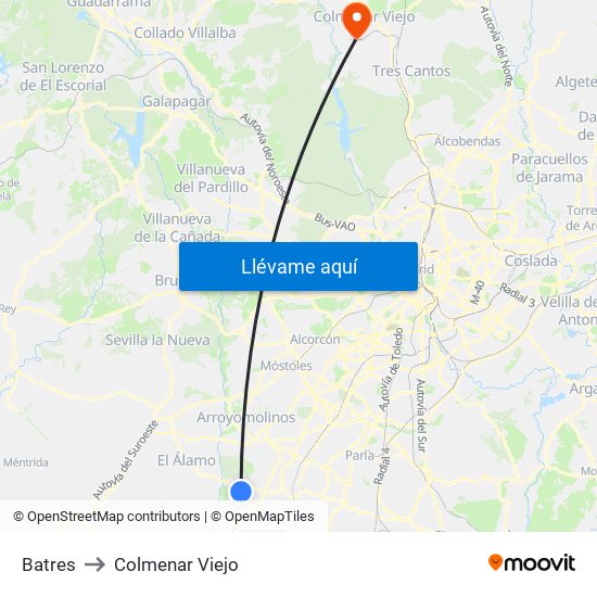 Batres to Colmenar Viejo map