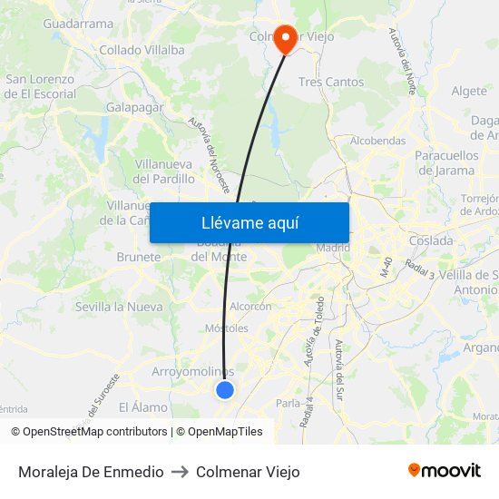 Moraleja De Enmedio to Colmenar Viejo map