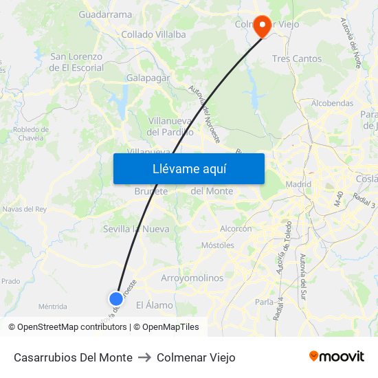 Casarrubios Del Monte to Colmenar Viejo map