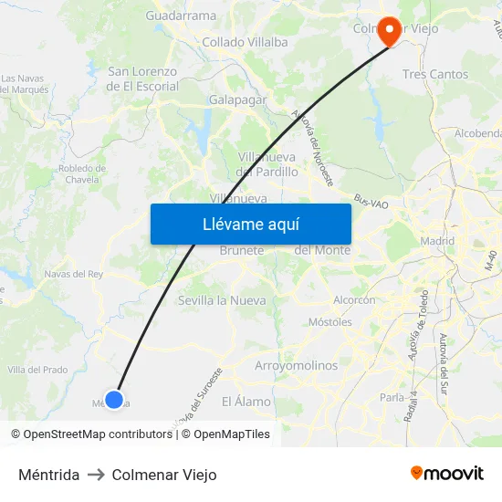 Méntrida to Colmenar Viejo map