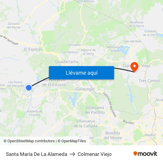 Santa María De La Alameda to Colmenar Viejo map