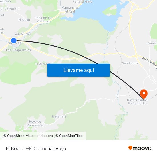 El Boalo to Colmenar Viejo map