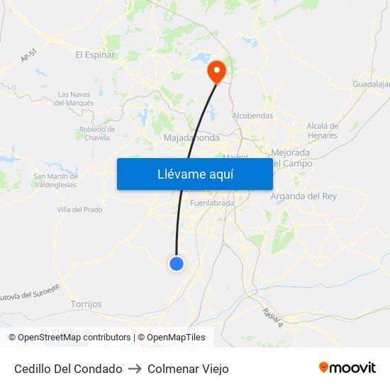 Cedillo Del Condado to Colmenar Viejo map