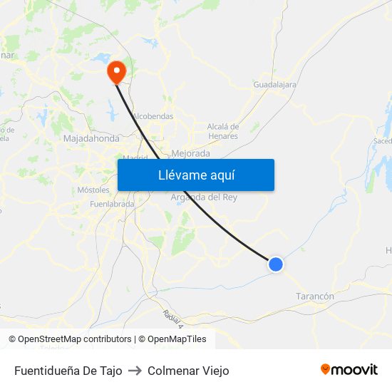 Fuentidueña De Tajo to Colmenar Viejo map