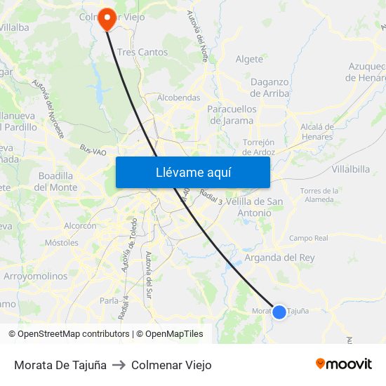 Morata De Tajuña to Colmenar Viejo map