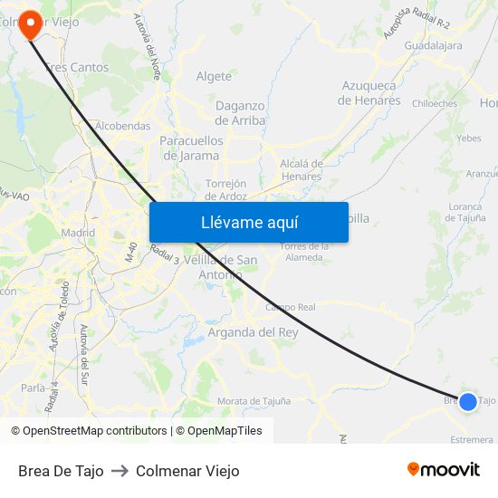 Brea De Tajo to Colmenar Viejo map