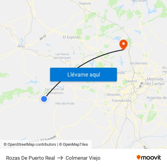 Rozas De Puerto Real to Colmenar Viejo map