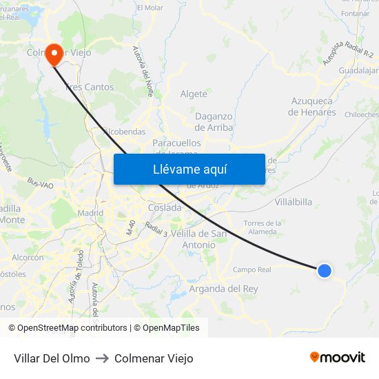 Villar Del Olmo to Colmenar Viejo map
