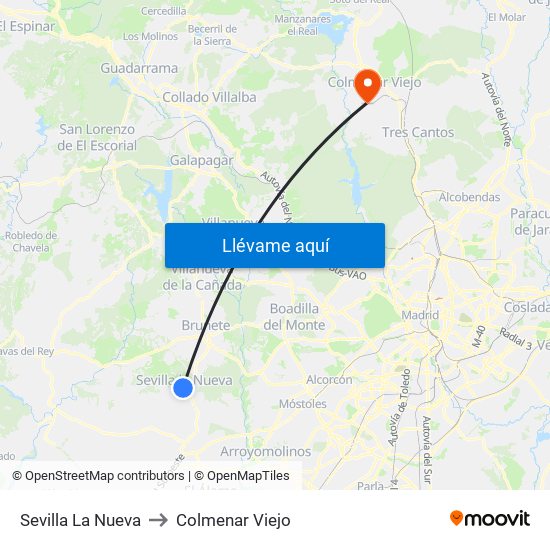 Sevilla La Nueva to Colmenar Viejo map