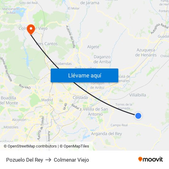 Pozuelo Del Rey to Colmenar Viejo map